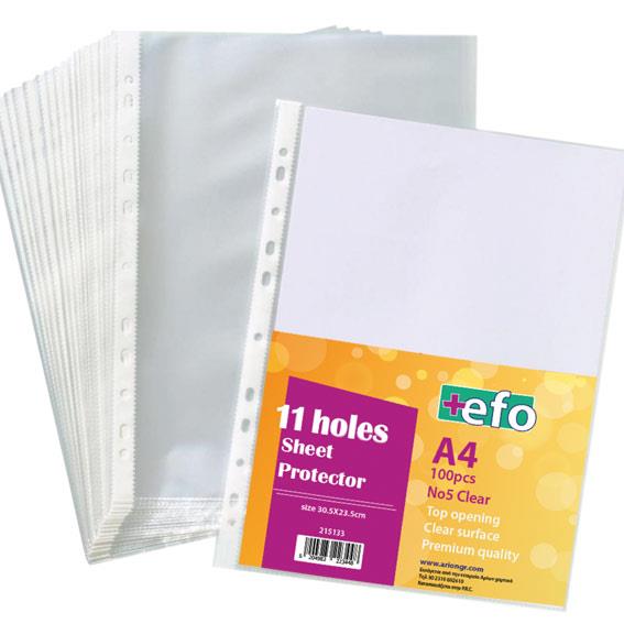 ΖΕΛΑΤΙΝΕΣ ΜΕ ΤΡΥΠΕΣ +EFO A4 NO5 CLEAR 100 ΤΜΧ.