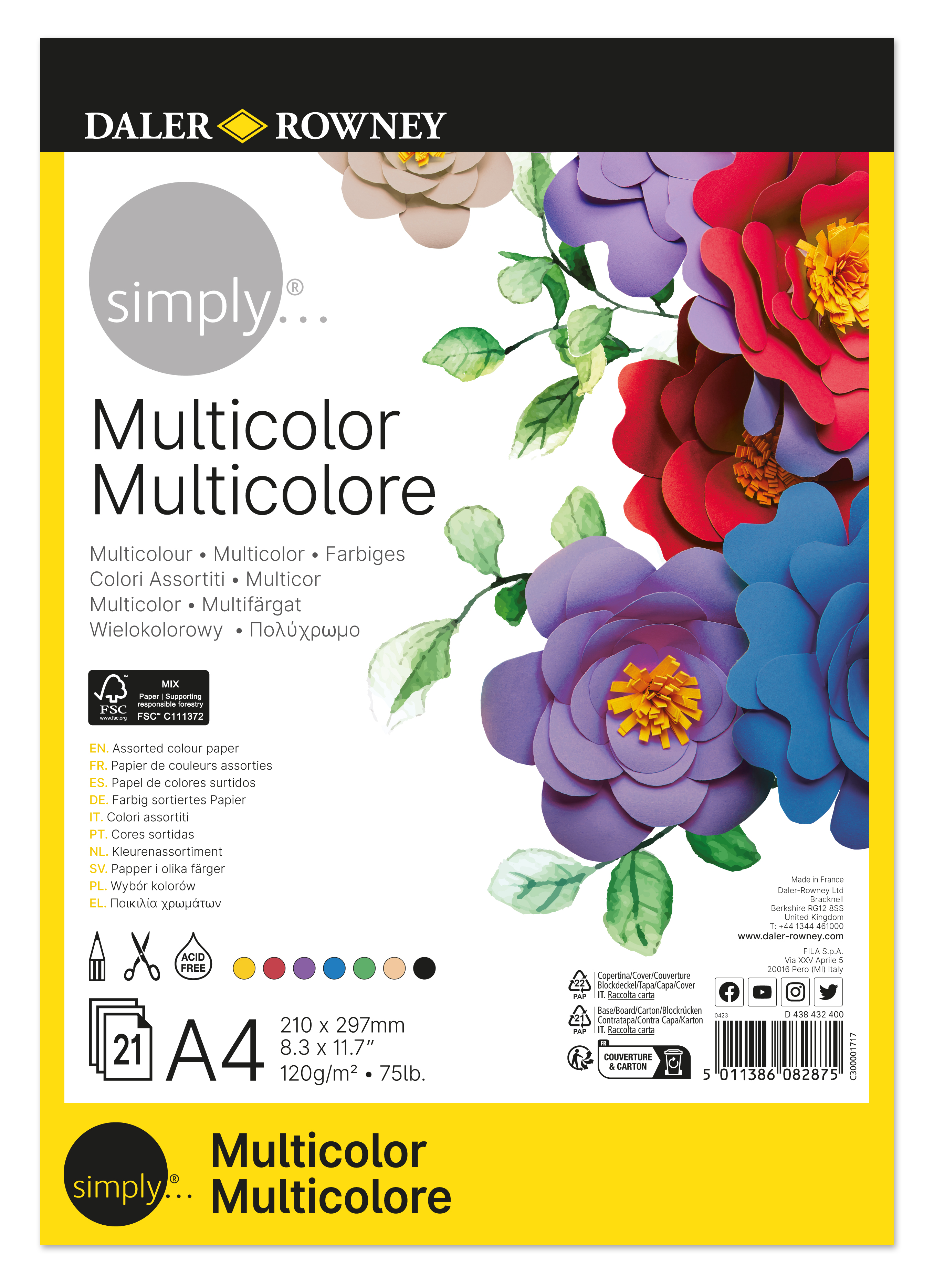 Simply Multicolour Pad Α4 120g 21φύλλα