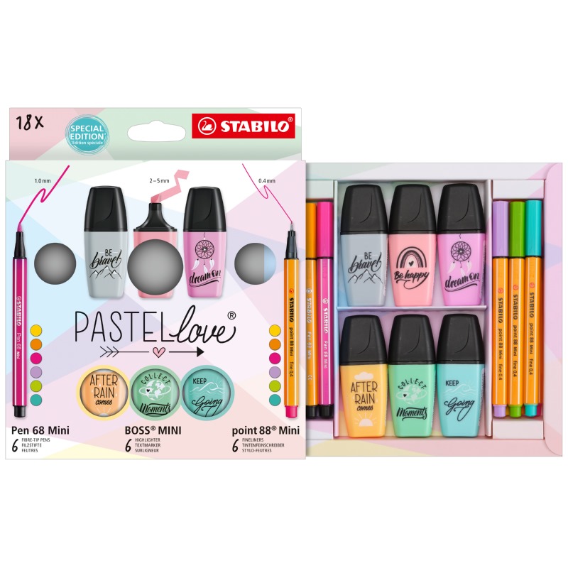 ΣΕΤ STABILO PASTELLOVE 18τεμ (mini 68,88,boss) ΣΕΤ STABILO PASTELLOVE 18τεμ (mini 68,88,boss)