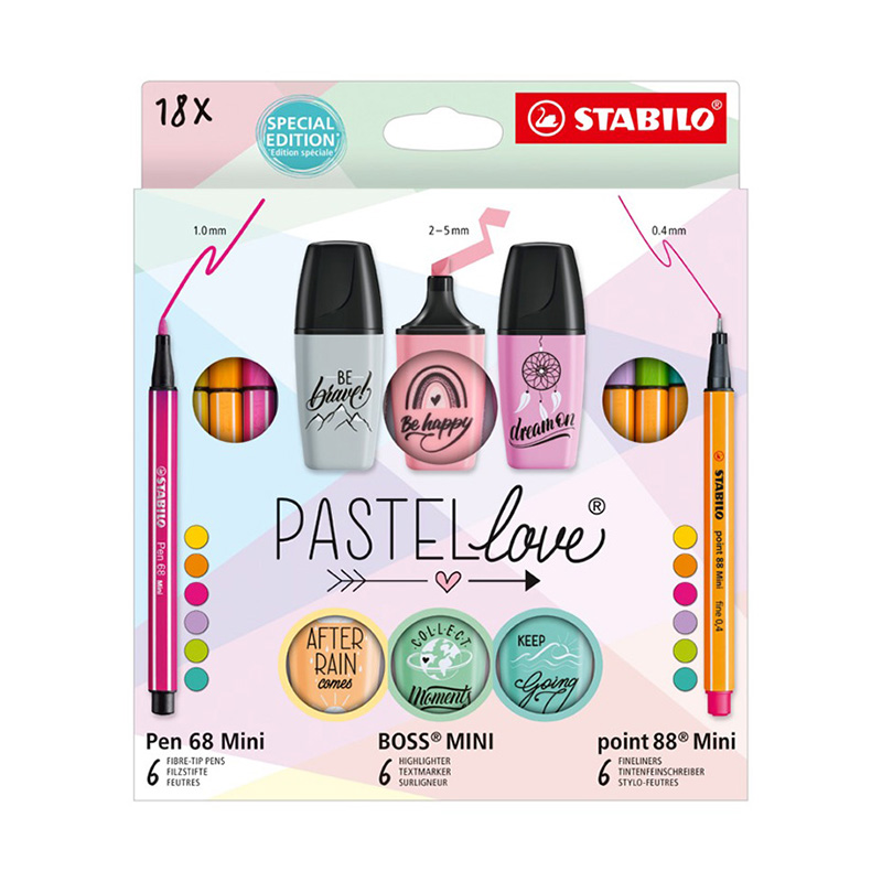 ΣΕΤ STABILO PASTELLOVE 18τεμ (mini 68,88,boss) ΣΕΤ STABILO PASTELLOVE 18τεμ (mini 68,88,boss)
