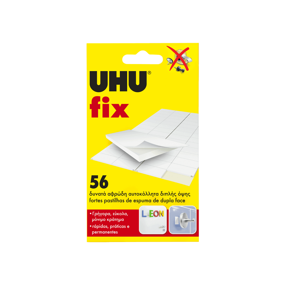 UHU FIX ΑΥΤΟΚΟΛΛΗΤΟ ΔΙΠΛΗΣ ΟΨΗΣ 56Τ.  (Το προιόν πωλείται σε μεμονωμένα τεμάχια του ενός)