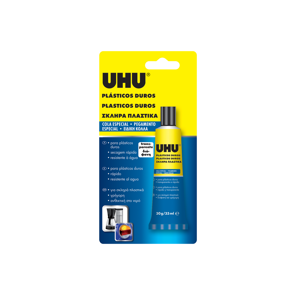 UHU ΚΟΛΛΑ ΡΕΥΣΤΗ ΠΛΑΣΤΙΚΩΝ 33ml  (Το προιόν πωλείται σε μεμονωμένα τεμάχια του ενός)