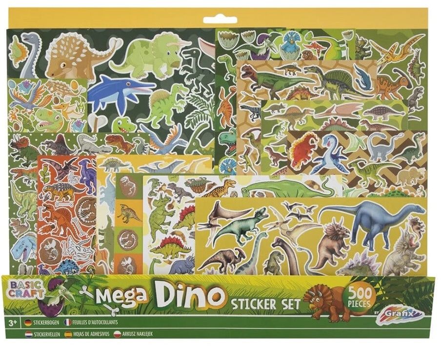 Σετ αυτοκόλλητων Grafix - Δεινόσαυρος, 500 τεμάχια