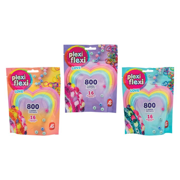 AS Plexi Flexi Love Σακουλάκι Με 800 Λαστιχάκια & 16 Αξεσουάρ Για Ηλικίες 5+ Χρονών AS Plexi Flexi Love Σακουλάκι Με 800 Λαστιχάκια & 16 Αξεσουάρ Για Ηλικίες 5+ Χρονών