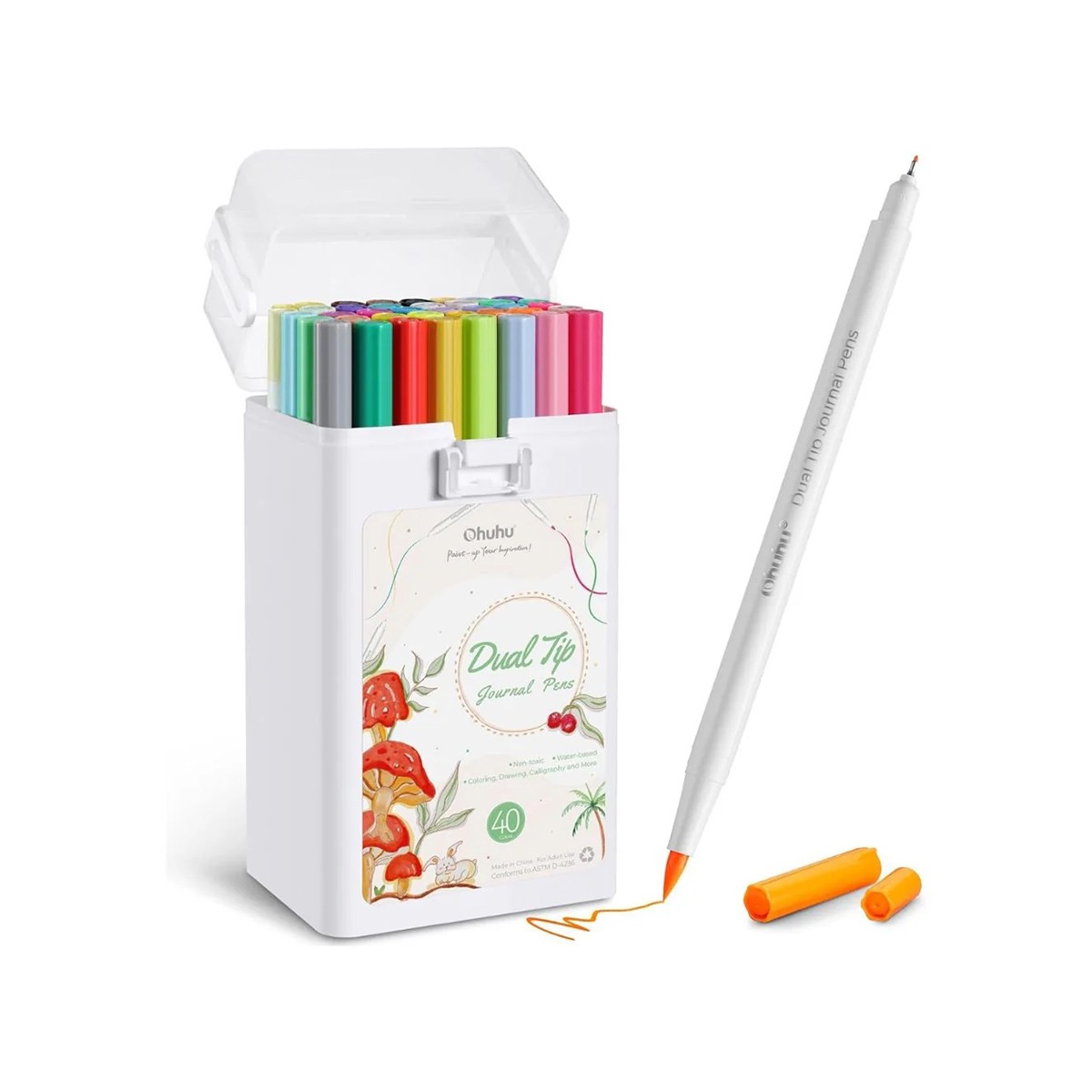 Ohuhu Σετ 40 Μαρκαδόρων με Βάση το Νερό Brush & Fineliner