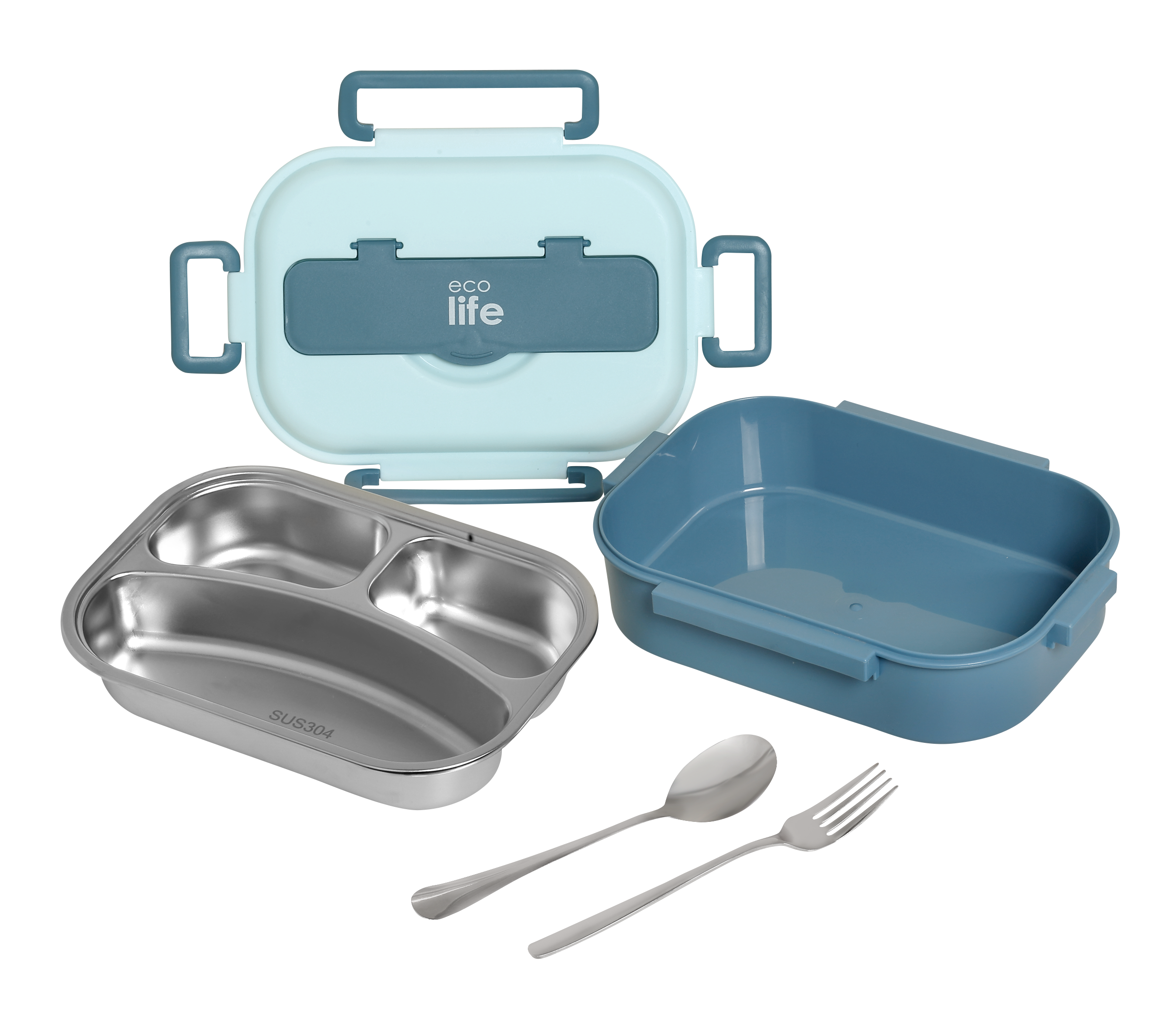 Γαλάζιο Φαγητοδοχείο 1Lt | 3 Θέσεων