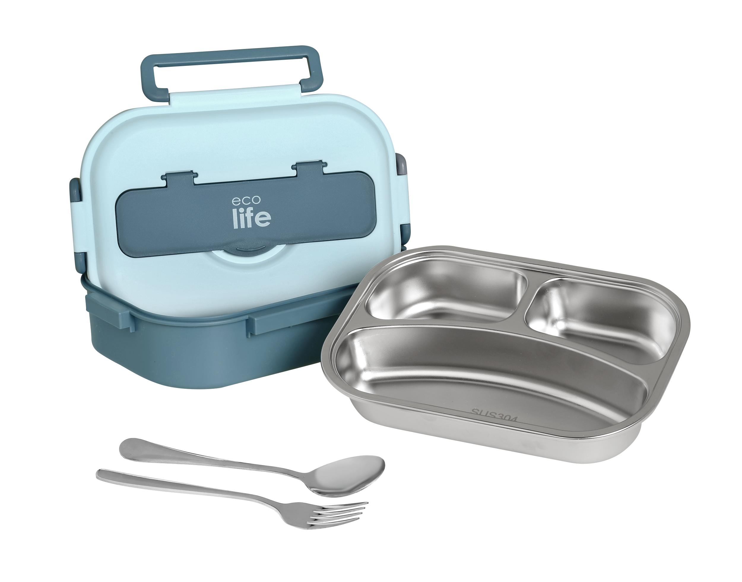 Γαλάζιο Φαγητοδοχείο 1Lt | 3 Θέσεων