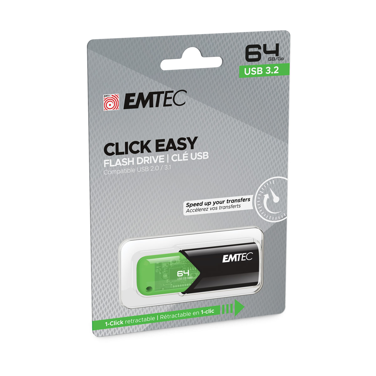 Emtec USB3.2 Click Easy  B110 64GB Green Emtec USB3.2 Click Easy  B110 64GB Green