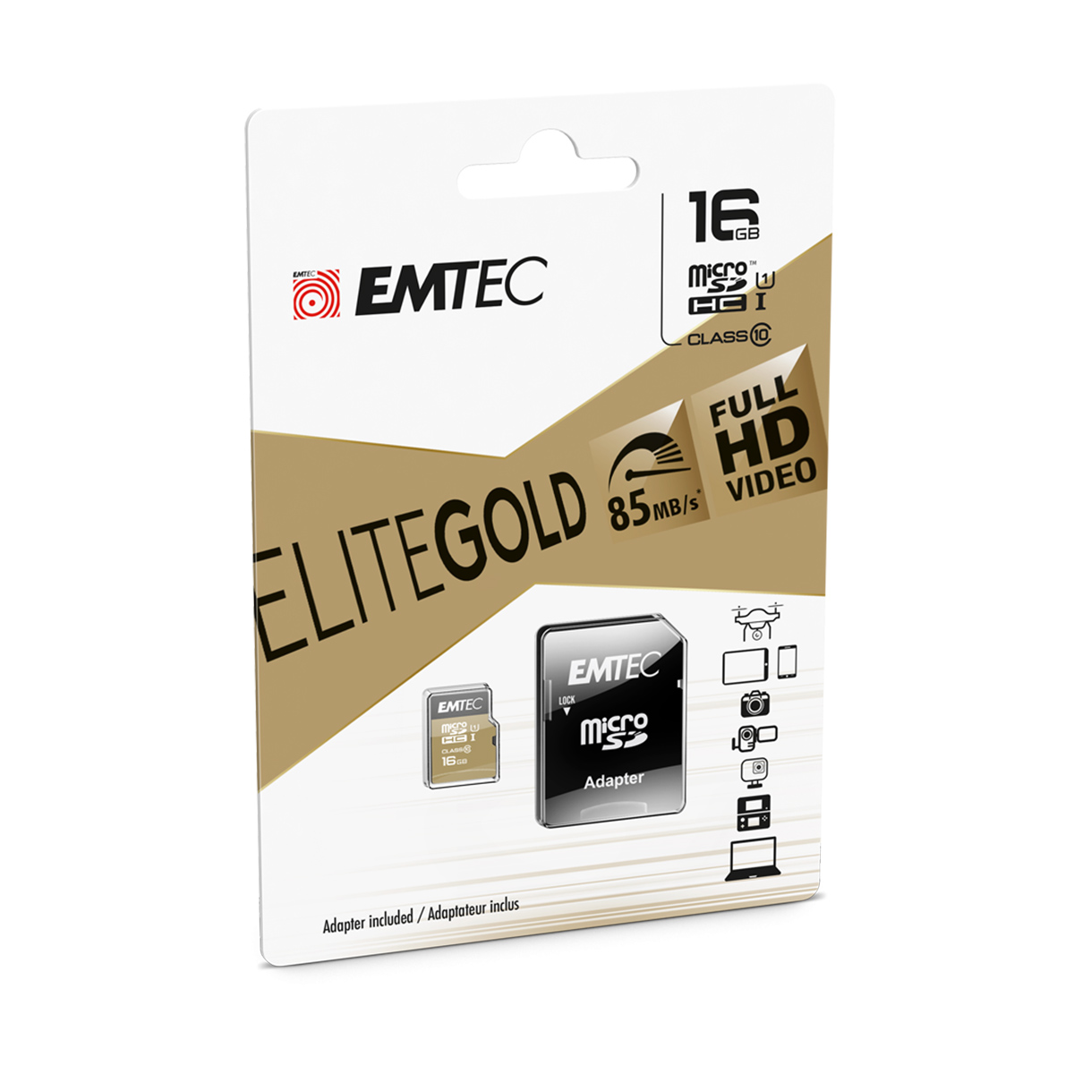 Emtec mSD 16GB UHS-I U1 EliteGold - ECMSDM16GHC10GP Emtec mSD 16GB UHS-I U1 EliteGold - ECMSDM16GHC10GP