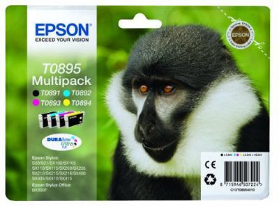 Ink Epson T0895 C13T08954010 Multipack containing 4 ink cartridges.Black (T089140), Cyan (T089240), Magenta (T089340), Y