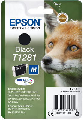 Ink Epson T12814011 Black with pigment ink new series Fox-Size M Ink Epson T12814011 Black with pigment ink new series Fox-Size M