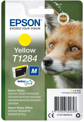 Ink Epson T12844011 Yellow with pigment ink new series Fox-Size M Ink Epson T12844011 Yellow with pigment ink new series Fox-Size M