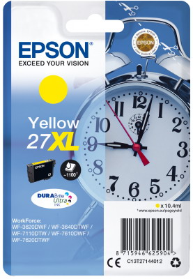 Ink Epson 27XL C13T27144010 Yellow Crtr -1100Pgs - 10.4ml Ink Epson 27XL C13T27144010 Yellow Crtr -1100Pgs - 10.4ml