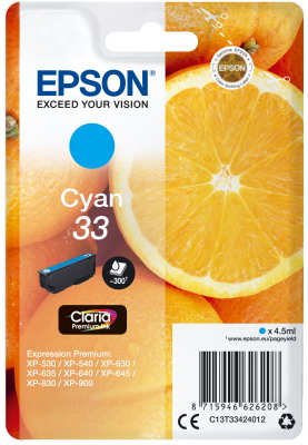 Ink Epson 33 C13T33424012  Claria Premium  Cyan - 4.5ml