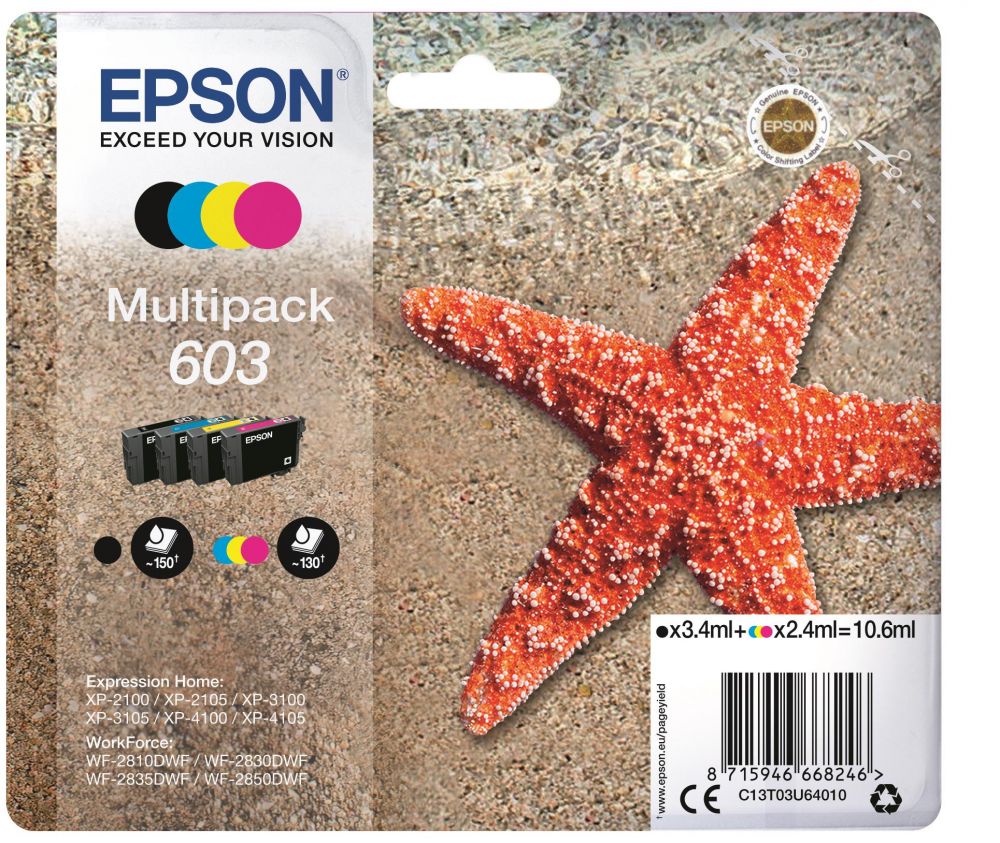 Ink Epson T03U640 C13T03U640 Multipack Black 3.4ml CMY 2.4ml x 3 Ink Epson T03U640 C13T03U640 Multipack Black 3.4ml CMY 2.4ml x 3