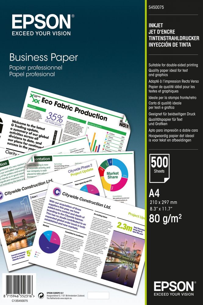 Bright White Business Paper Epson A4 500Shts 80g Bright White Business Paper Epson A4 500Shts 80g