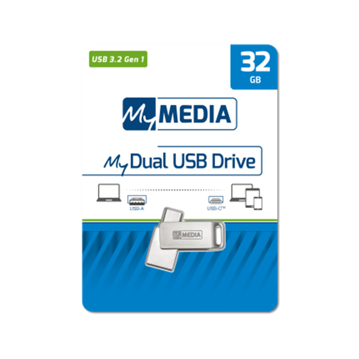 MyMedia My Dual USB Drive 32GB USB 3.2 Gen 1 + USB C (by Verbatim) - 69269 MyMedia My Dual USB Drive 32GB USB 3.2 Gen 1 + USB C (by Verbatim) - 69269