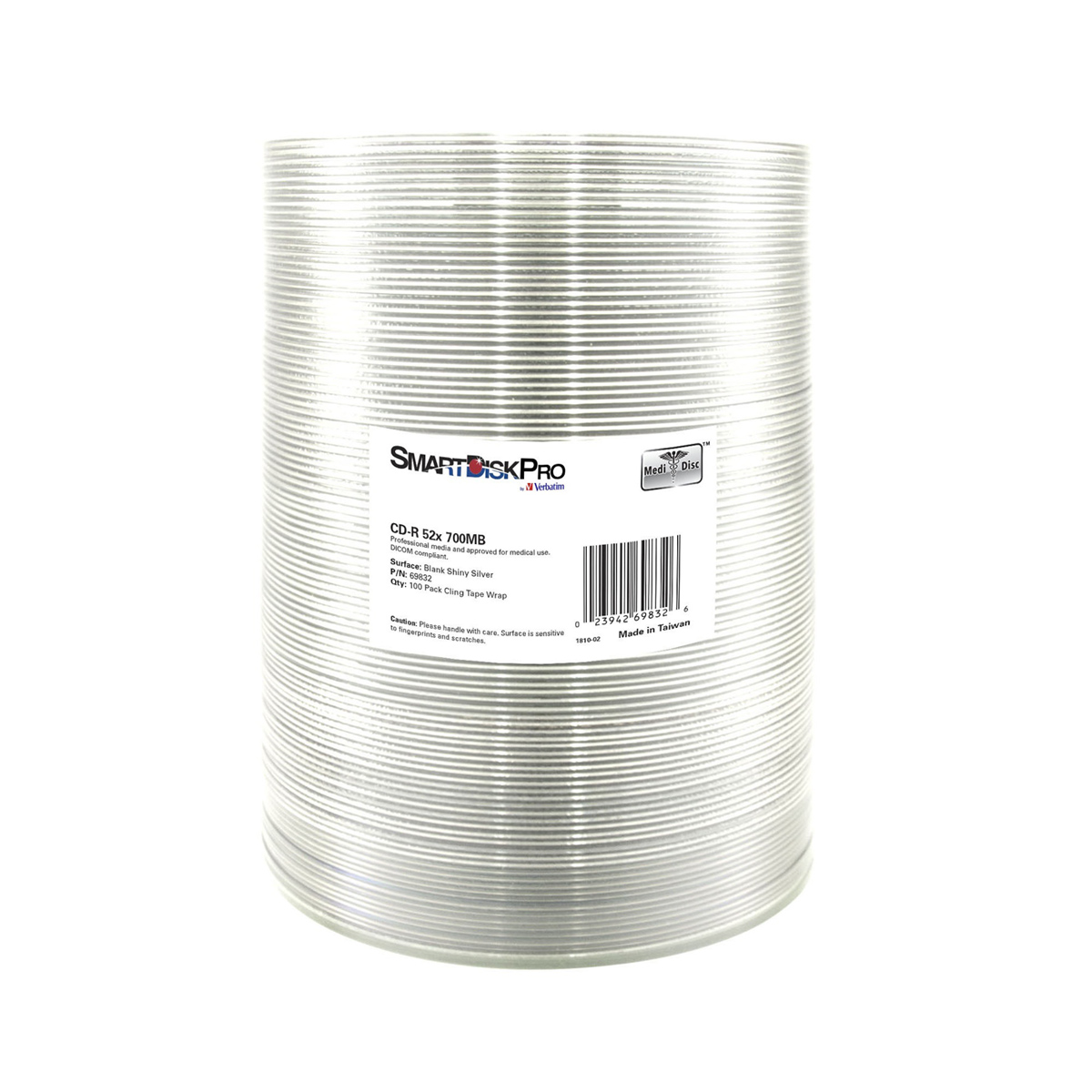 SmartDisk Pro CD R 52x 700MB, 100-Pack Wrap, Silver ( by Verbatim ) - 69832 SmartDisk Pro CD R 52x 700MB, 100-Pack Wrap, Silver ( by Verbatim ) - 69832