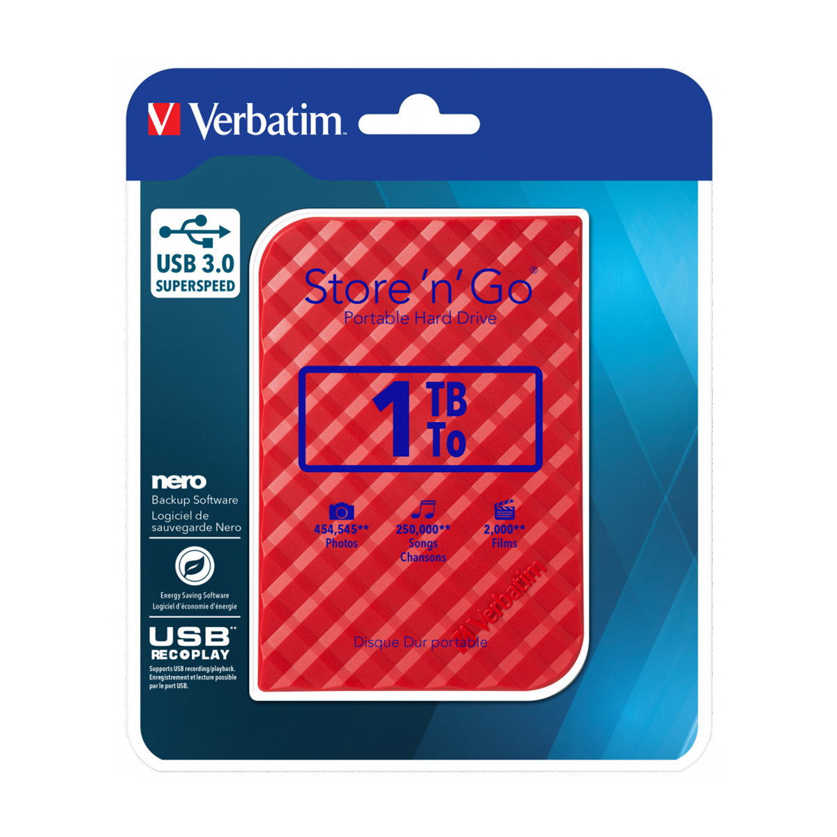 VERB. 2.5"HDD EXT. 3.0 RED 1TB - 53203
