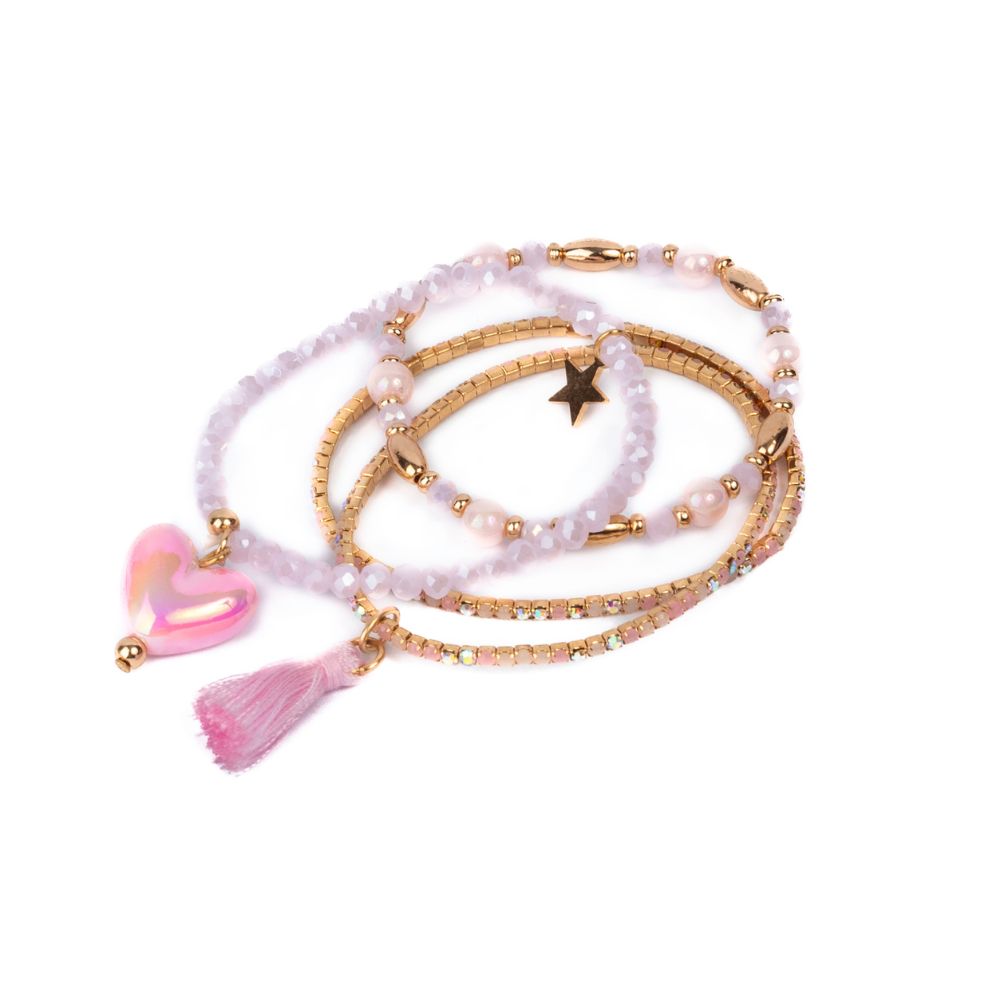 Great Pretenders Boutique 4 βραχιόλια χρυσό-ροζ `Καρδια` Great Pretenders Boutique 4 βραχιόλια χρυσό-ροζ `Καρδια`