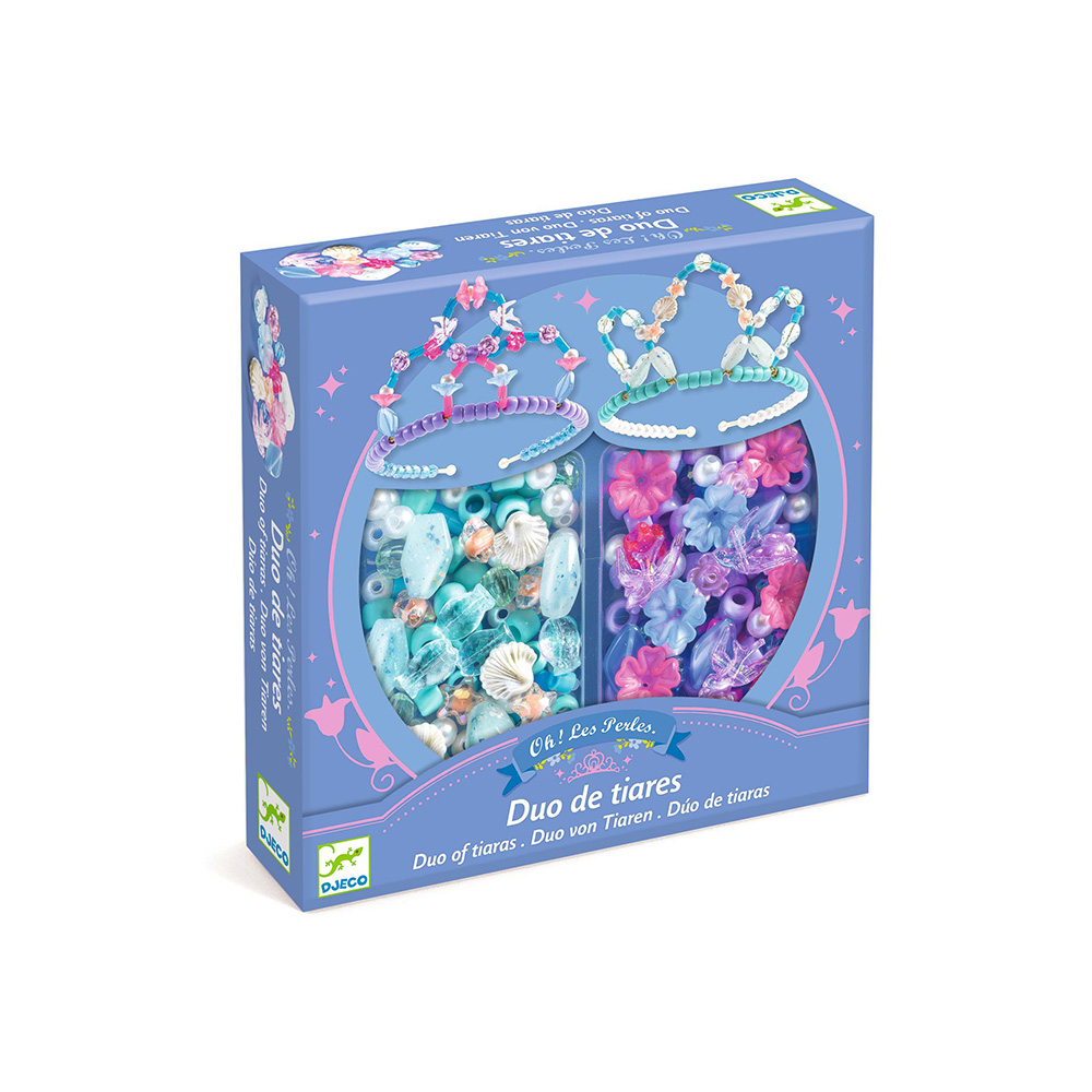 Djeco κατασκευάζω 2 τιάρες με διάφορες χάντρες `Μπλέ`