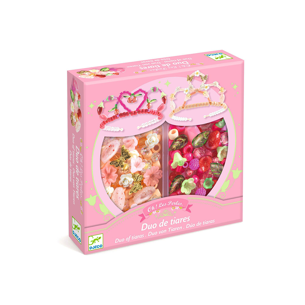 Djeco κατασκευάζω 2 τιάρες με διάφορες χάντρες `Ροζ`