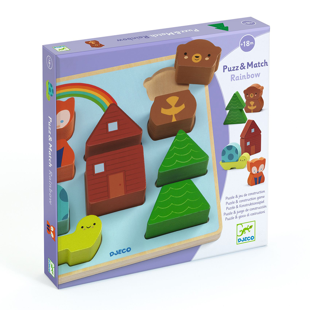 Djeco ξύλινα σφηνώματα και παιχνίδι κατασκευής `Ουράνιο τόξο`