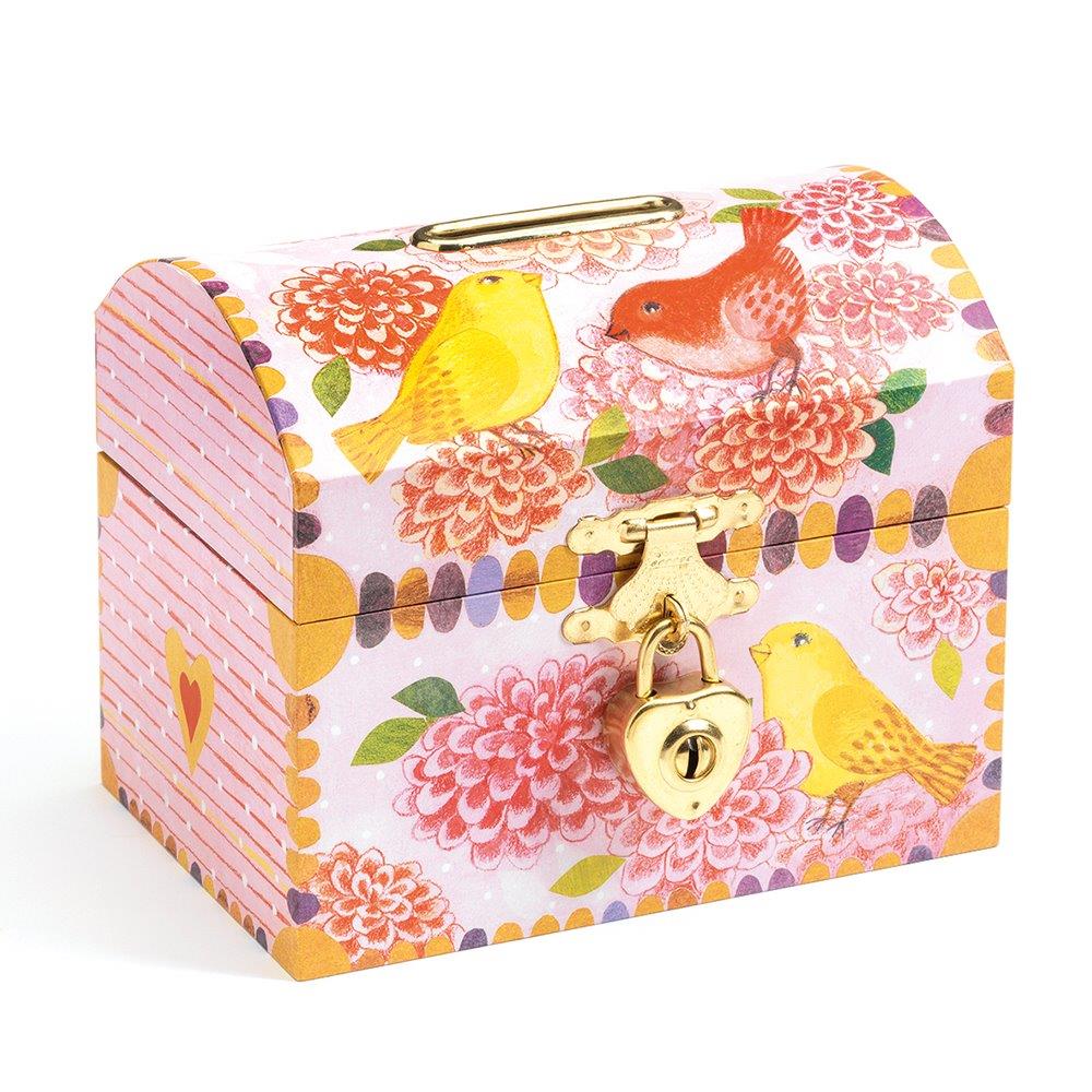 Djeco Ξύλινος κουμπαράς με κλειδαριά `Πουλάκια`