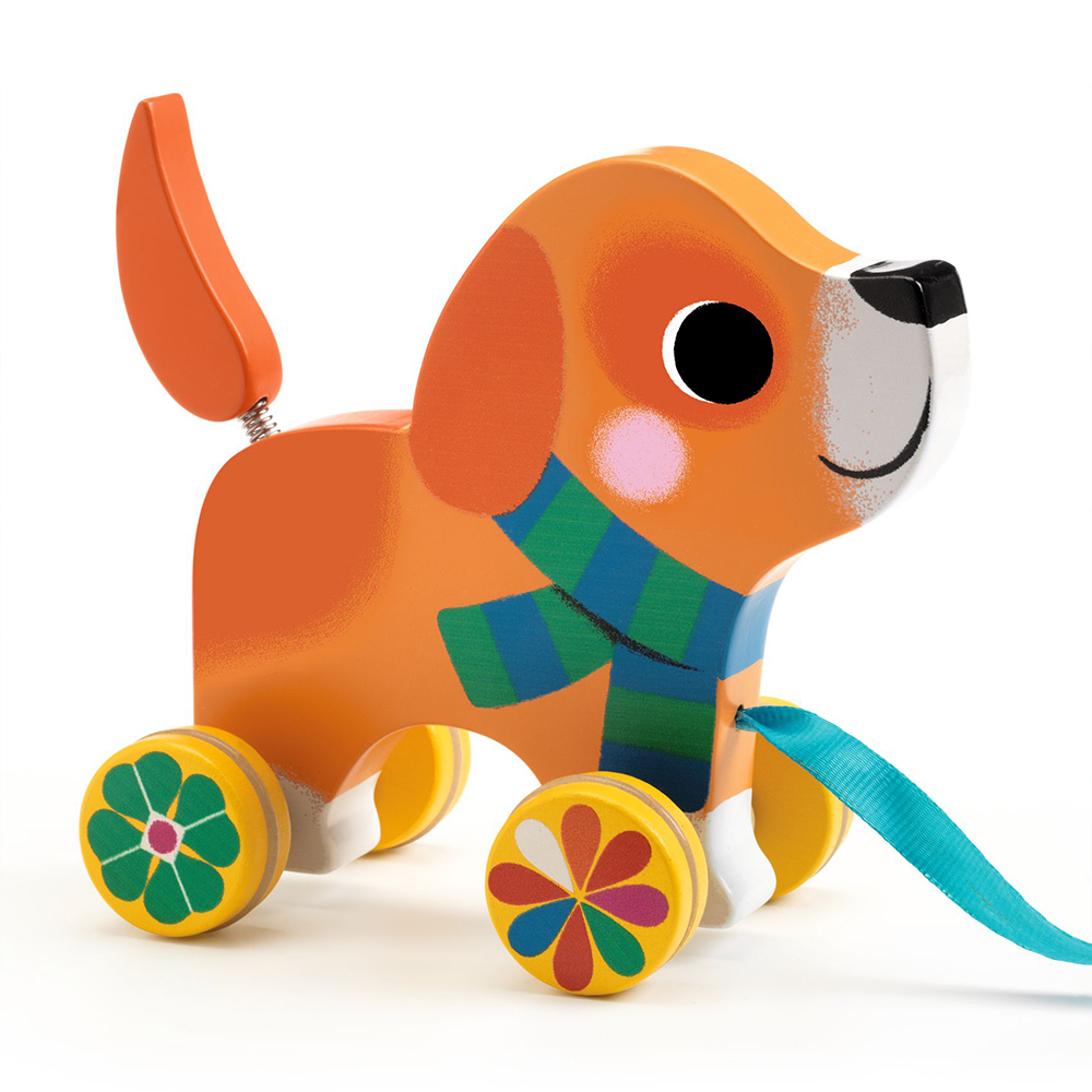 Djeco Ξύλινη τρεχαλίτσα σκυλάκι `Lou`
