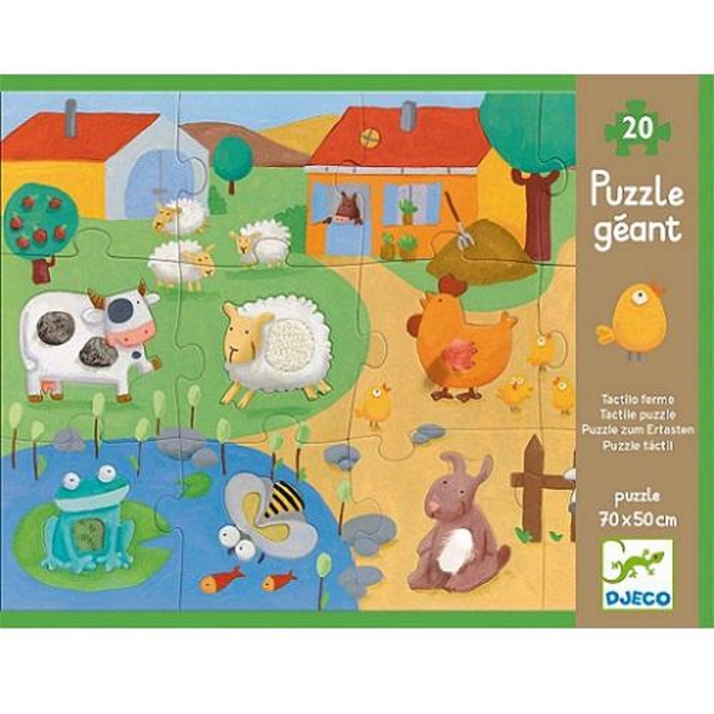 Djeco παζλ γίγας 12+8 τεμαχίων με διαφορετικες υφές `Φάρμα`