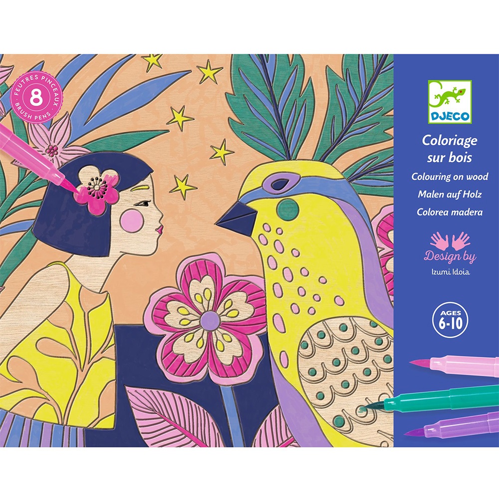 Djeco Ζωγραφική με μαρκαδόρους σε ξύλινη επιφάνεια `Κορίτσια`