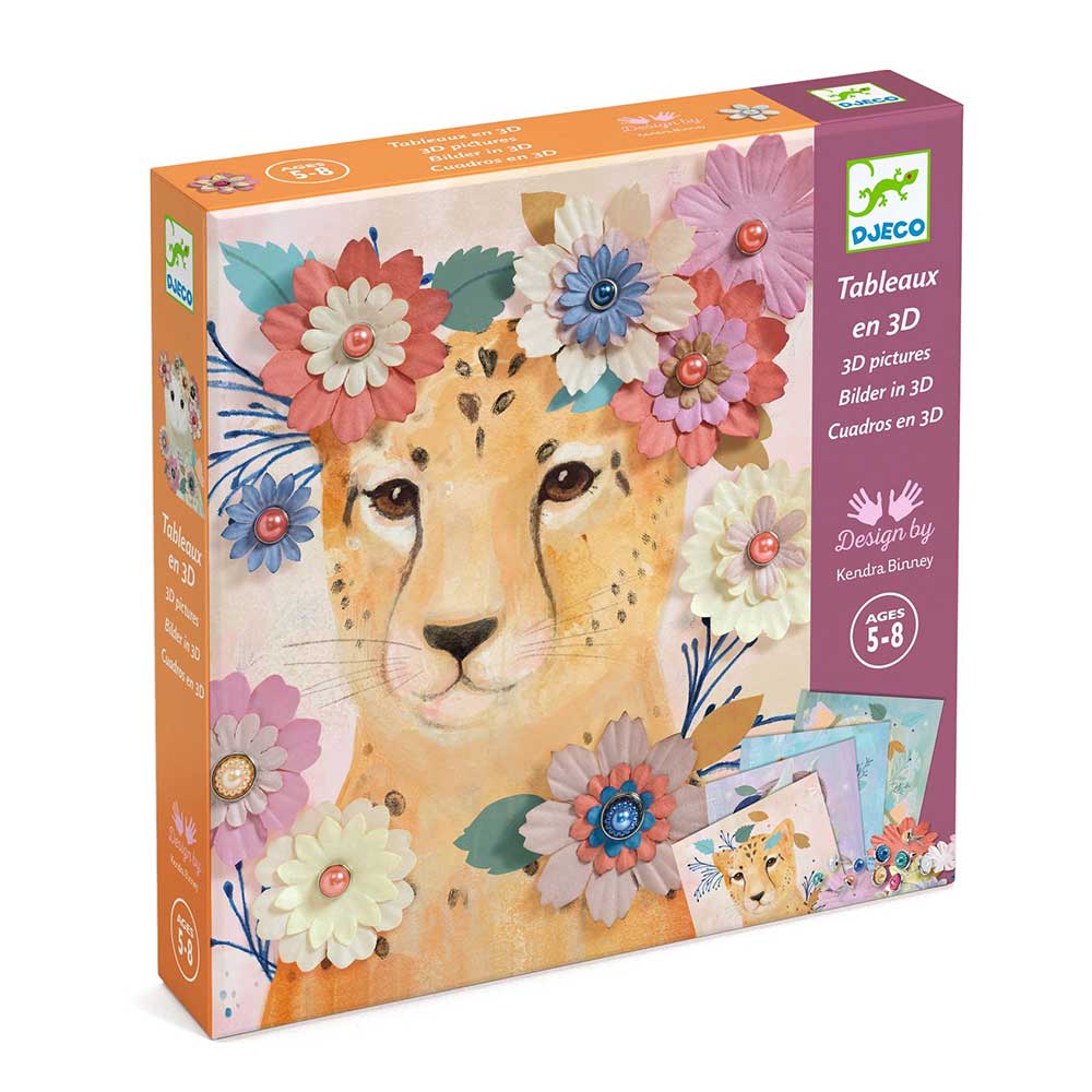 Djeco χάρτινη κατασκευή 3D εικόνες `Λουλουδένια στεφάνια σε ζωάκια`