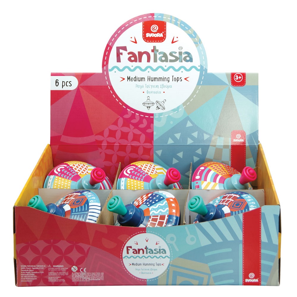 Svoora Πλήρες Ντισπλέι με 6 τεμάχια ρετρό τσίγκινη σβούρα Fantasia