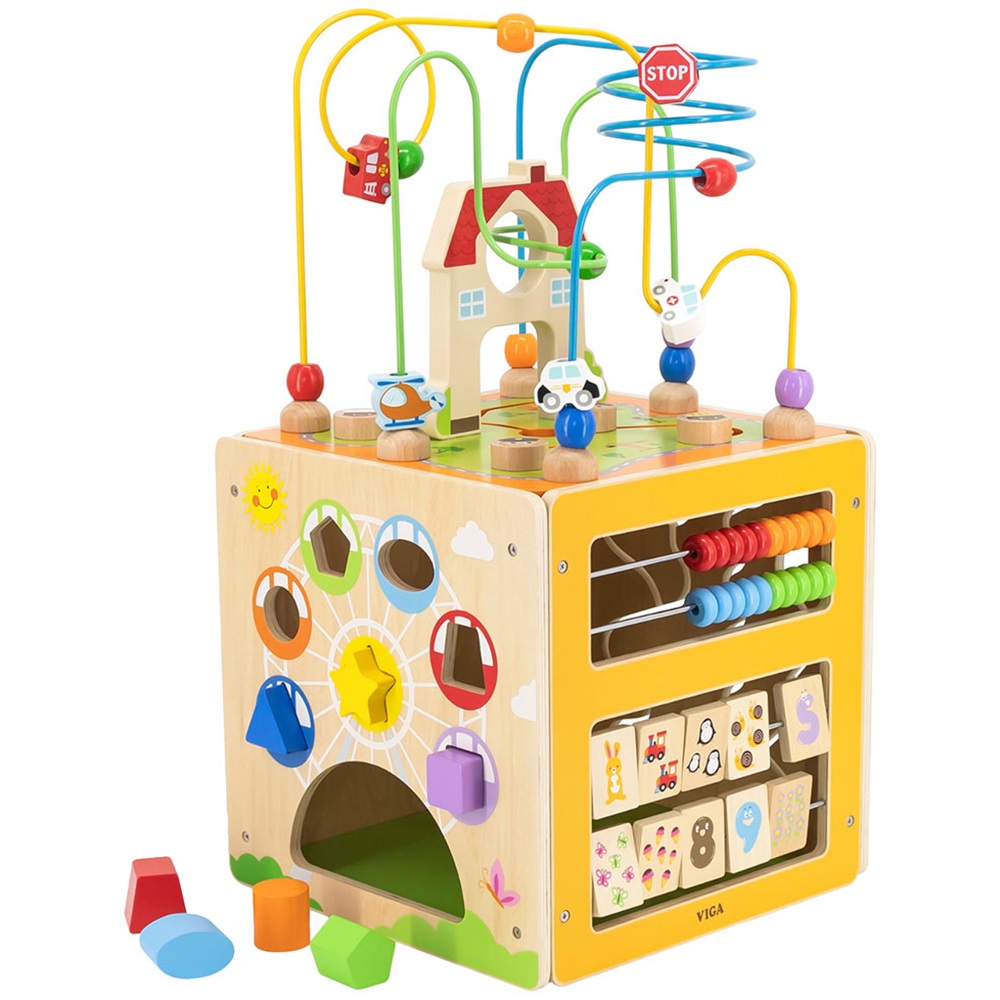 Viga ξύλινος κύβος δραστηριοτήτων - Άσκηση προγραφής 5-in-1 `Οχήματα`