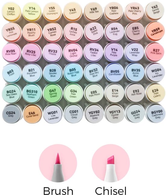 Μαρκαδόροι Ohuhu Honolulu 48 χρωμάτων παστέλ με πινέλο και καλέμι Sweetness - γκρι/μπλε θήκη