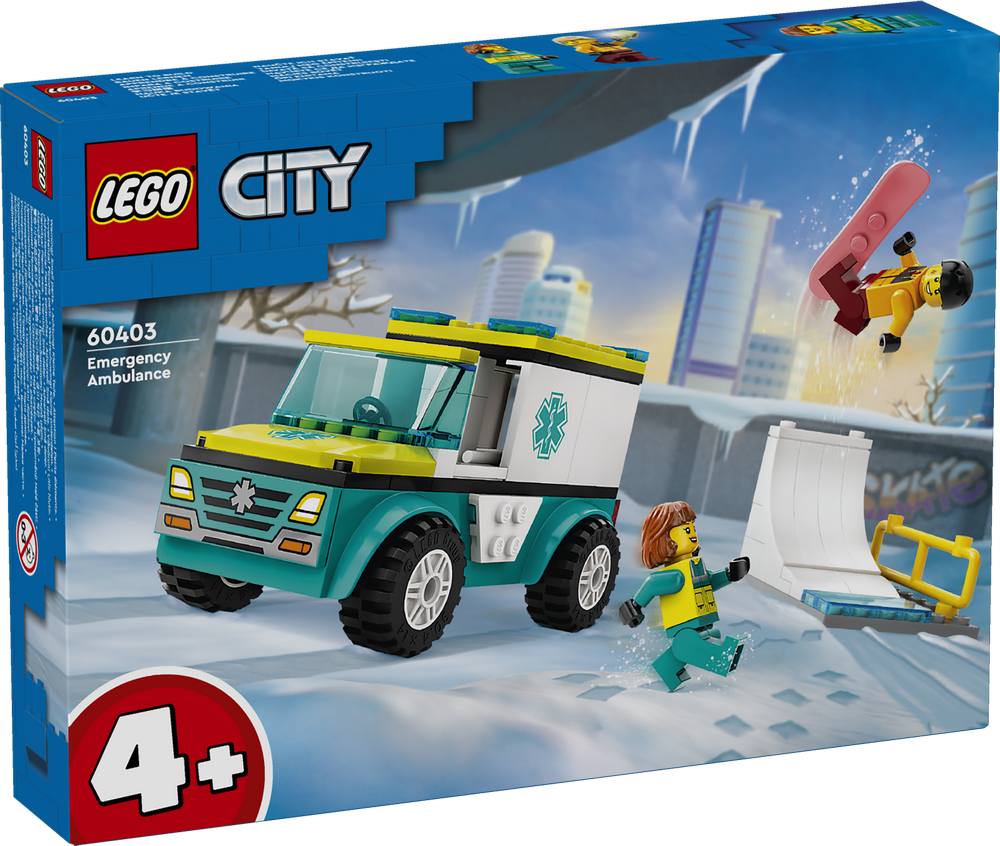 LEGO CITY EMERGENCY AMBULANCE AND SNOWBOARDER