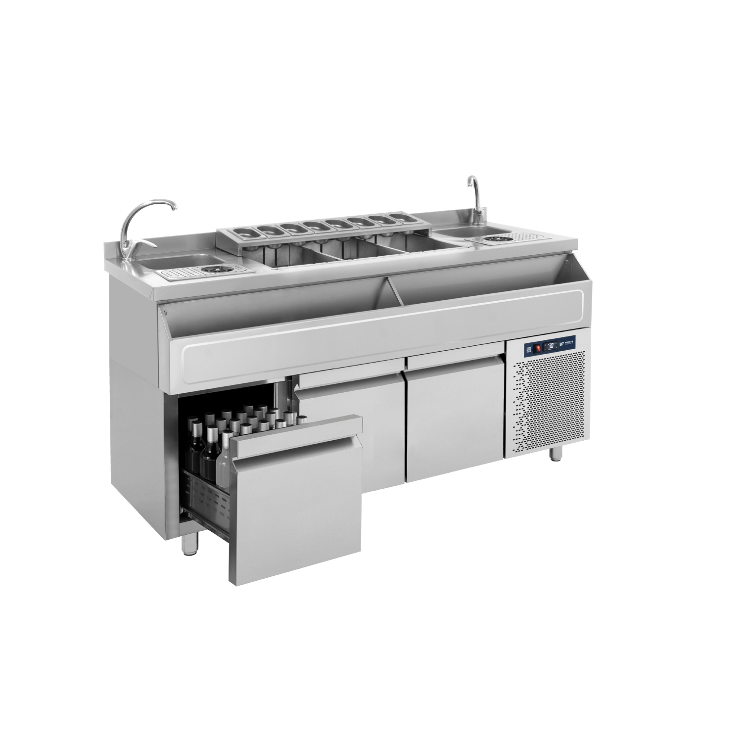 Barstation 185 με ψυγείο διπλού πόστου με 3 συρτάρια Barstation 185 με ψυγείο διπλού πόστου με 3 συρτάρια
