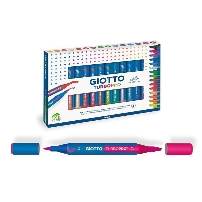 Μαρκαδόροι με διπλή μύτη Giotto Turbo Pro σετ 15τμχ