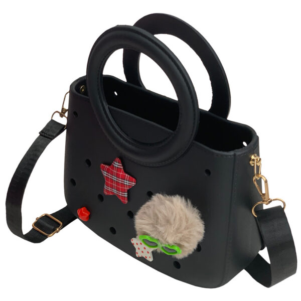 CACTUS CROQBAG με διακοσμητικά pins 22x26 cm - ΜΑΥΡΟ