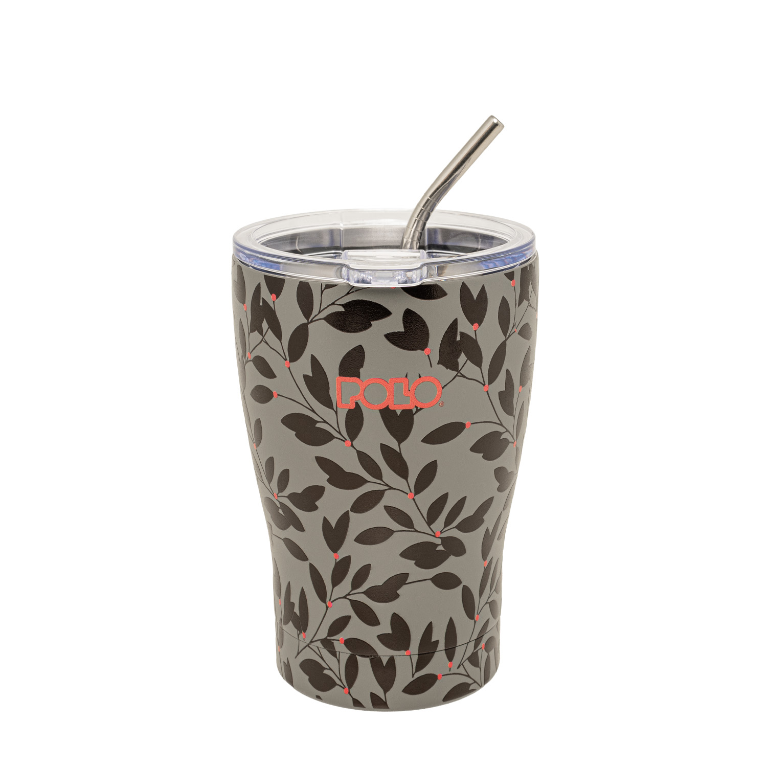 COFFEE MUG 350ML ΓΚΡΙ ΜΕ ΦΥΛΛΑ